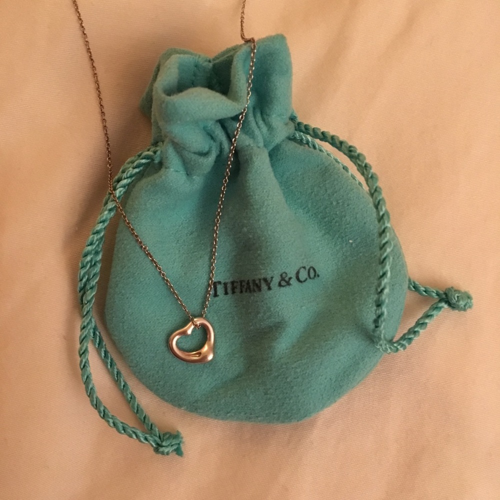Tiffany & Co Open Heart Pendant Necklace Silver